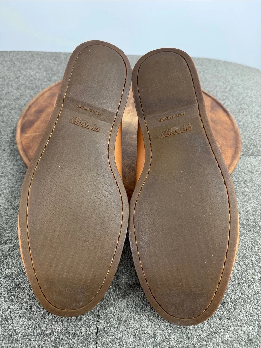 Sperry Shoes Mens 14 Tan Leather Boat 2 Eye Top Sider Slip On Loafer Classic